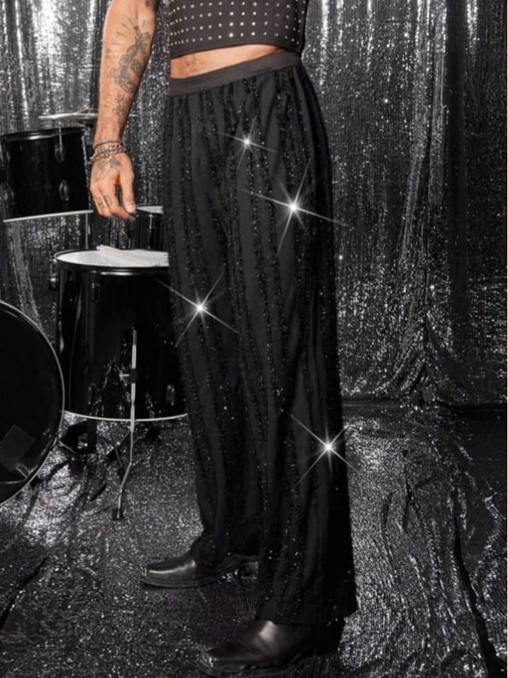 Men's Jacquard Beaded Unique High Street Style Lounge Pant